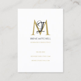 Eleganter Monogram Name Schwarz-weiß Gold Visitenkarte