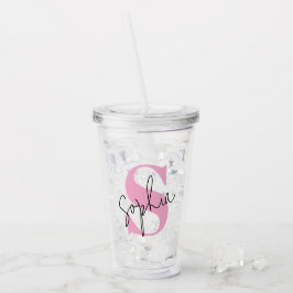 Eleganter Monogram Personalisiert Acrylic Tumbler Acryltrinkbecher