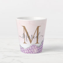 Eleganter Monogram Rose rosa Glitzer