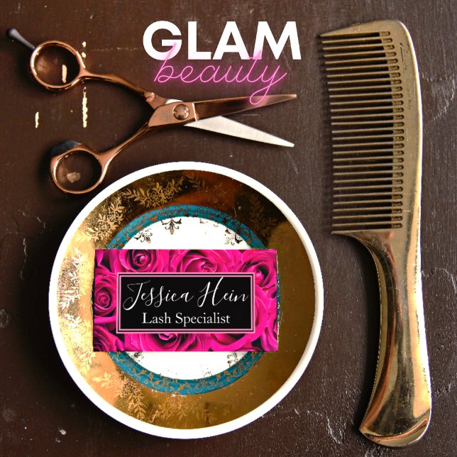 Eleganter Monogram Rose Salon Visitenkarte (Von Creator hochgeladen)