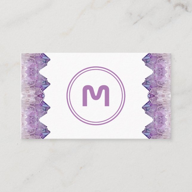 Eleganter monogramm-Amethyst-2-Ton-Violetti-Edelst Visitenkarte (Vorderseite)
