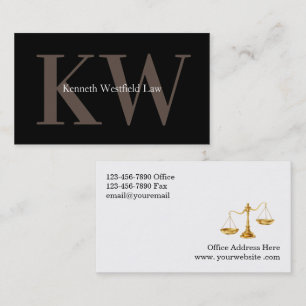 Eleganter Monogramm Anwalt Doppelseitig Visitenkarte