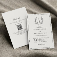 Eleganter Monogramm Botanischer Kranz QR-Code Hoch