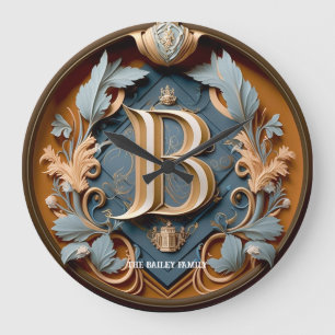 Eleganter Monogramm-Brief B Royal Familienname Große Wanduhr