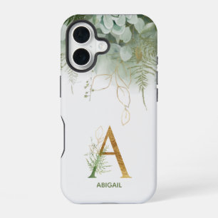 Eleganter Monogramm-Buchstabe A Grün iPhone 16 Hülle