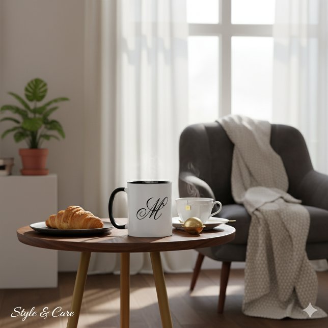 Eleganter Monogramm-Kaffeebecher mit individuellen Tasse (Custom Initials Elegant Monogram Coffee Mug)