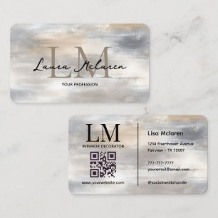 Eleganter Monogramm Metallischer QR-Code Visitenkarte