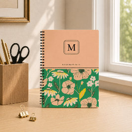 Eleganter Monogramm-Muster Personalisierter Name Notizbuch
