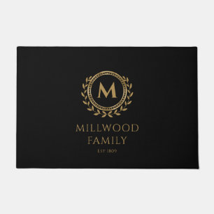 Eleganter Monogramm Name Gold Schwarz Fußmatte