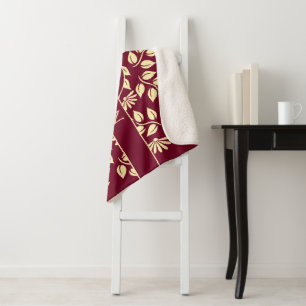 Eleganter Monogramm Name Leaf Daisy Muster Burgund Sherpadecke