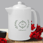 Eleganter Monogramm Name Moderner Kleider Grün & W<br><div class="desc">Personalisieren Sie Ihre Küche mit unserem eleganten mit Monogramm Namen und dem erstklassigen, trendigen, grünen & weißen Design mit einem einzigartigen Lorbeerkranz und einer eigenen Textoption. Alle Farben in diesem Design, einschließlich des Kranzbildes, können mit dem Zazzle-Designwerkzeug in eine beliebige Farbe Ihrer Wahl geändert werden. Die besondere Vektorgrafik erlaubt es,...</div>
