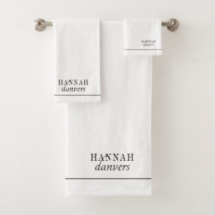 Eleganter Monogramm Name weiß Badhandtuch Set