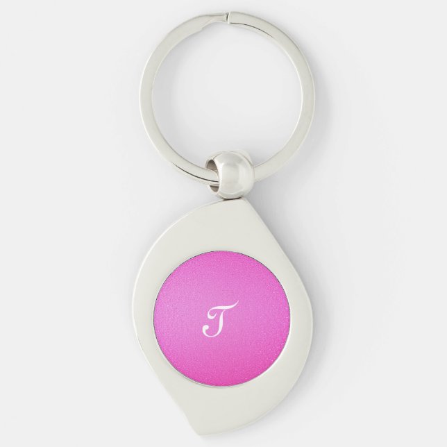 Eleganter Monogramm-Rosa-Glitzer Schlüsselanhänger (Vorderseite)