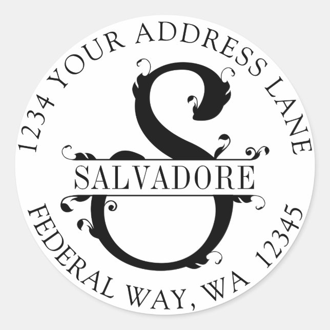 Eleganter monogramm S Circular Umschlag Aufkleber (Vorderseite)