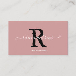 Eleganter Monogramm-Skriptname Initial Dusty Pink Visitenkarte