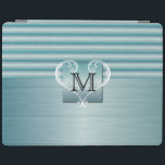 Eleganter Monogramm-Türkis-Bürsten-Stahl iPad Hülle<br><div class="desc">Elektronische Hüllen. 100% kundengerecht. Bereiten Sie vor, um die Kästen auszufüllen oder den BESONDERS ANFERTIGEN Knopf an zu klicken, um irgendwelche des Textes oder der Grafiken hinzuzufügen, zu bewegen, zu löschen oder zu ändern. Gemacht mit hohem Entschließungsvektor und/oder digitalen Grafiken für einen beruflichen Druck. ANMERKUNG: (DIESES IST EIN DRUCK. Alle...</div>