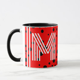 Eleganter Monogramm und moderner Name | Rot, schwa Tasse