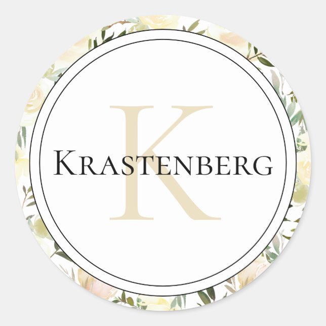 Eleganter Monogrammname für benutzerdefinierte Fam Runder Aufkleber (Vorderseite)