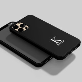 Eleganter Monogrammname personalisiertes Schwarz Case-Mate iPhone 14 Plus Hülle