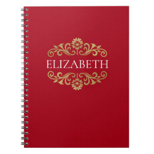 Eleganter Monogrammname Rot Notizblock