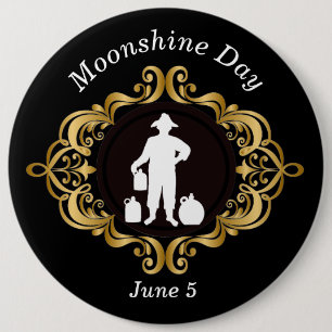 Eleganter Moonshine Day Black and Gold Button