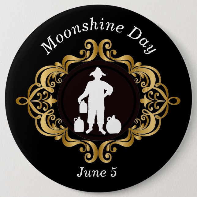 Eleganter Moonshine Day Black and Gold Button (Vorderseite)