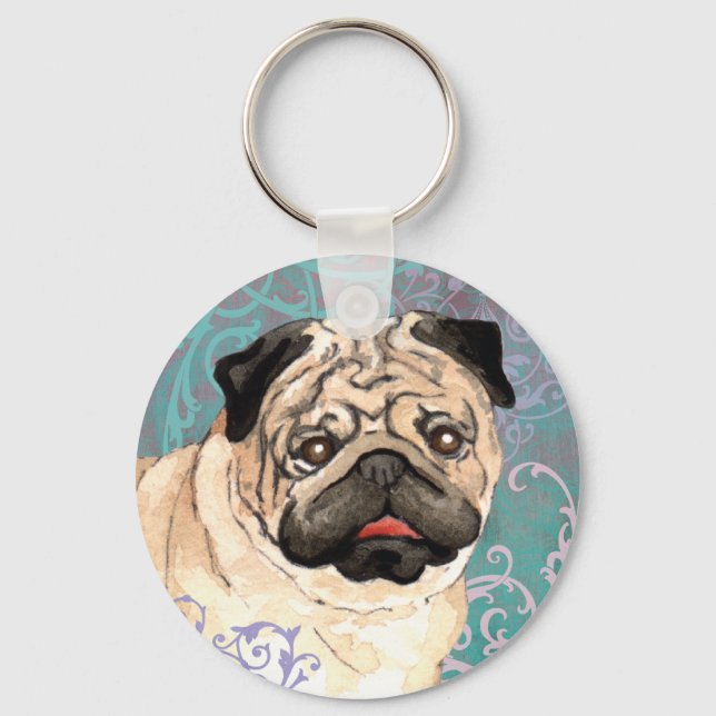 Eleganter Mops Schlüsselanhänger (Vorderseite)