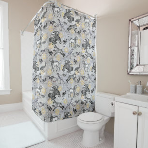 Eleganter Mosaik Schwarz-weiß Gold Tiger Lion Eag Duschvorhang