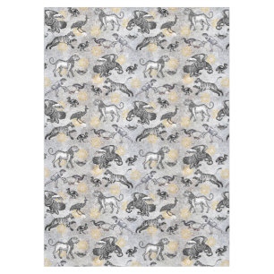 Eleganter Mosaik Schwarz-weiß Gold Tiger Lion Eag Tischdecke