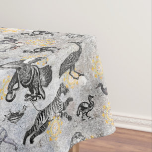 Eleganter Mosaik Schwarz-weiß Gold Tiger Lion Eag Tischdecke