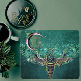 Eleganter Mottenmond smaragdgrüne Nacht Mousepad