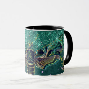 Eleganter Mottenmond smaragdgrüne Nacht Tasse