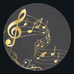 Eleganter Musical Note Luxus Design Runder Aufkleber<br><div class="desc">Musical Note Luxury Design. Sie sind herzlich eingeladen,  meinen Laden für schönere Produkte zu besuchen.</div>