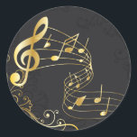 Eleganter Musical Note Luxus Design Runder Aufkleber<br><div class="desc">Musical Note Luxury Design. Sie sind herzlich eingeladen, meinen Laden für schönere Produkte zu besuchen.</div>
