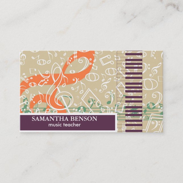 Eleganter Musician Piano Instructor Musiklehrer Visitenkarte (Vorderseite)