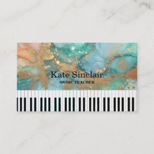 Eleganter Musiklehrer Klaviertasten Musikalisch Visitenkarte