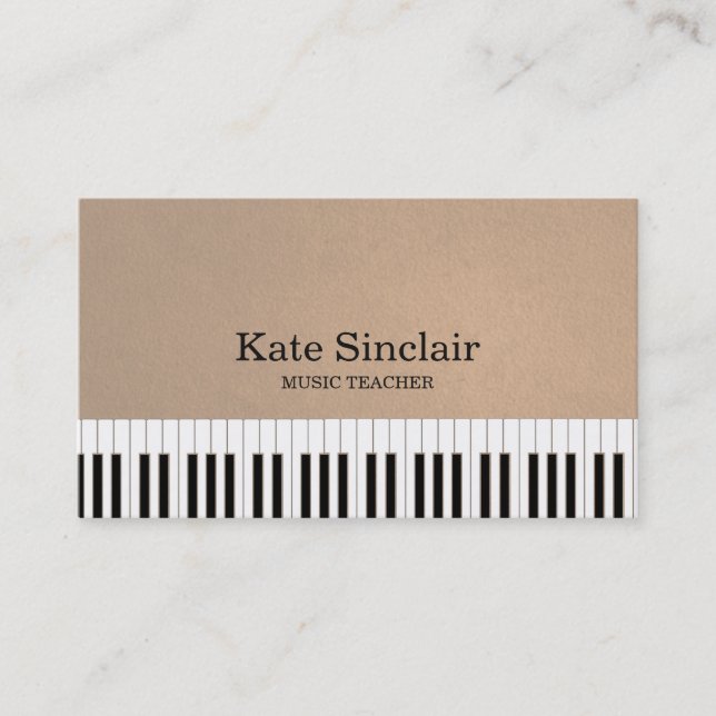 Eleganter Musiklehrer Piano Schlüssel Musikalisch Visitenkarte (Vorderseite)