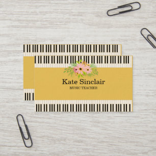 Eleganter Musiklehrer Piano Schlüssel Musikalisch Visitenkarte
