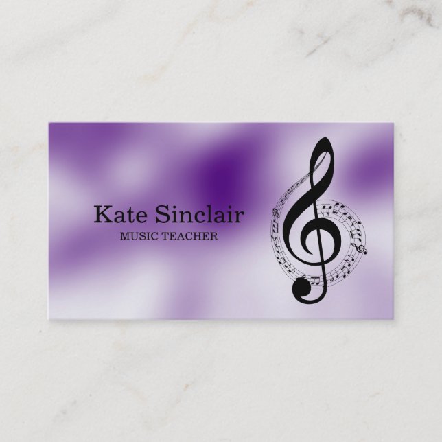 Eleganter Musiklehrer Piano Schlüssel Musikalisch Visitenkarte (Vorderseite)