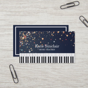 Eleganter Musiklehrer Piano Schlüssel Musikalisch Visitenkarte