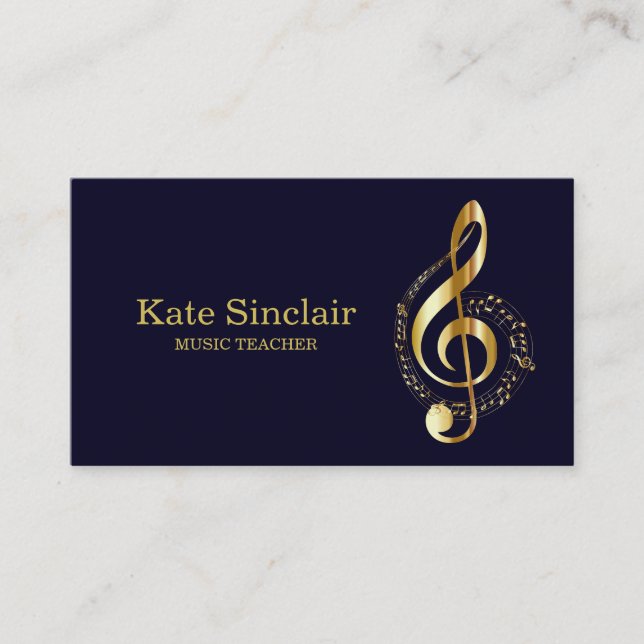 Eleganter Musiklehrer Piano Schlüssel Musikalisch Visitenkarte (Vorderseite)