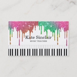 Eleganter Musiklehrer Piano Schlüssel Musikalisch Visitenkarte