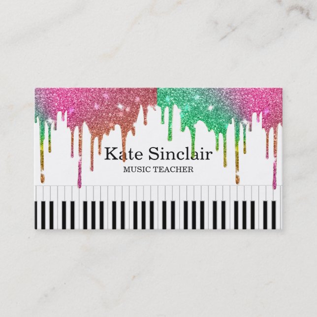 Eleganter Musiklehrer Piano Schlüssel Musikalisch Visitenkarte (Vorderseite)