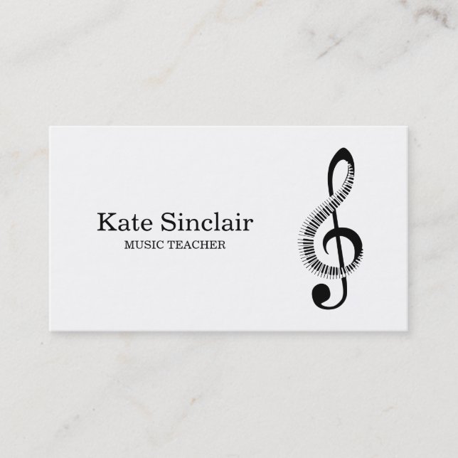 Eleganter Musiklehrer Piano Schlüssel Musikalische Visitenkarte (Vorderseite)
