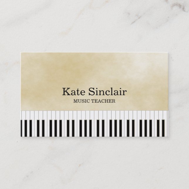 Eleganter Musiklehrer Piano Schlüssel Musikalische Visitenkarte (Vorderseite)