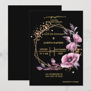 Eleganter muslimischer Hochzeitsinvit in Schwarz u Einladung