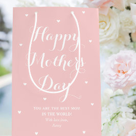 Eleganter Muttertag Personalisierter Name Rosa Mittlere Geschenktüte