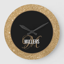 Eleganter Name aus schwarzem Glitzer Monogramm