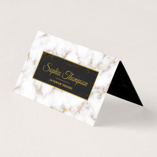 Eleganter Name aus weißem Goldmarmor - Visitenkart Visitenkarten