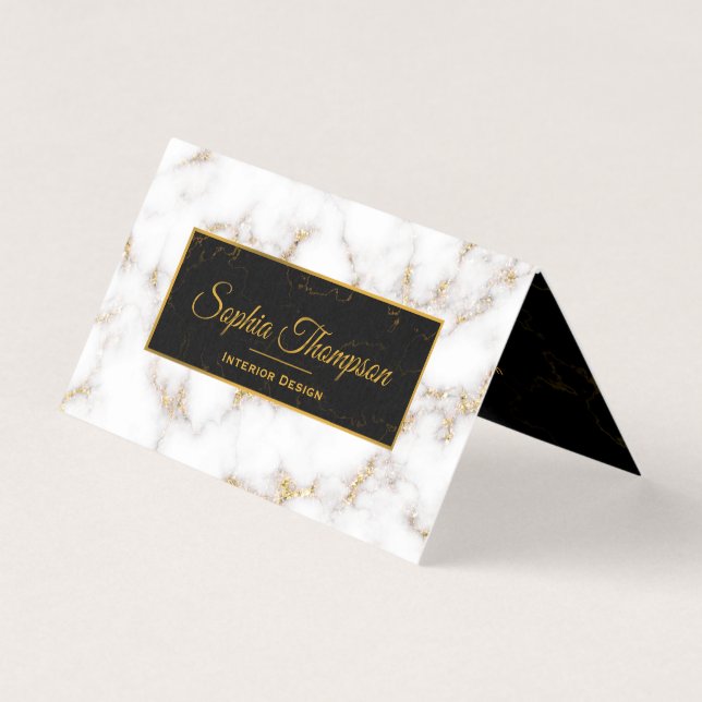 Eleganter Name aus weißem Goldmarmor - Visitenkart Visitenkarten (Vorderseite)
